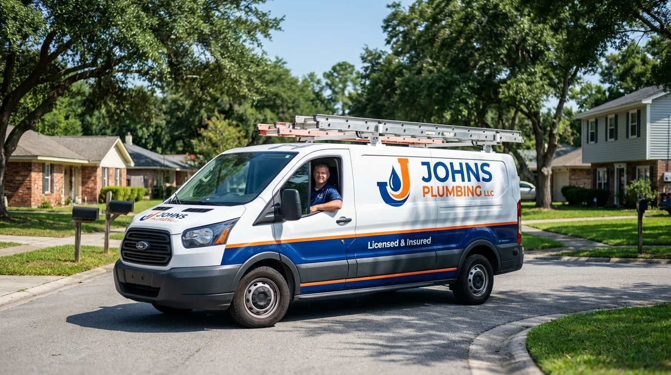 Johns Plumbing LLC service van in Port Saint Joe, FL
