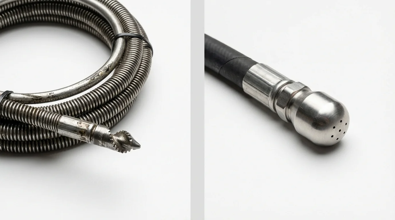 Drain snake cable and hydro jetting nozzle used for drain cleaning in Port Saint Joe, FL